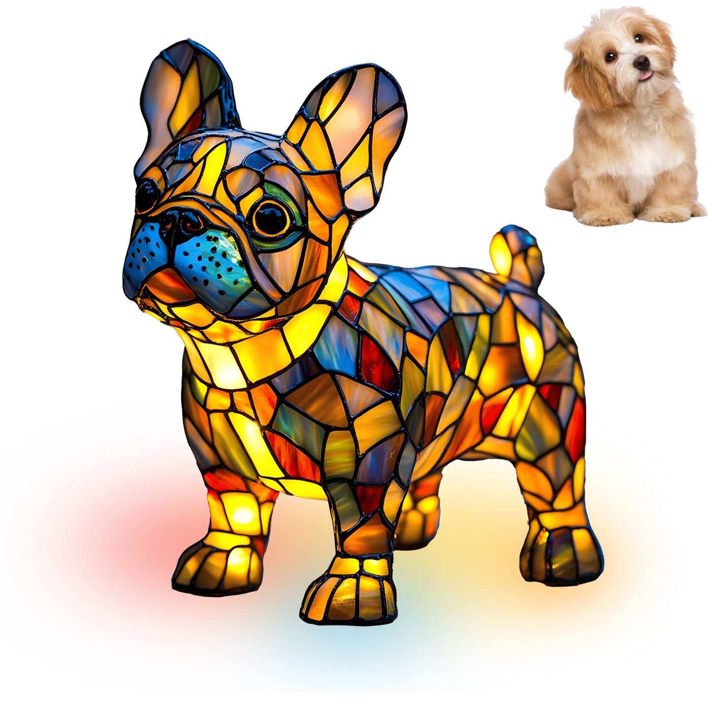 3D Dog Stained Resin Table Lamp - Cute Pet Themed LED Night Light for Home Decor, Unique Gift for Dog Lovers, Birthday & Holiday Present