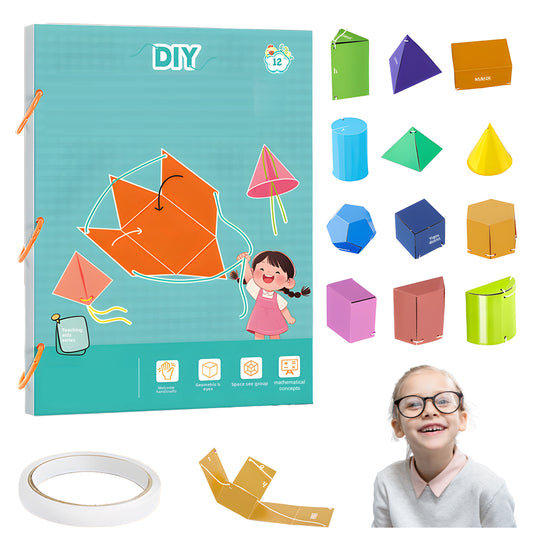 Interactive 3D Geometry Learning Book – Pull-String Pop-Up Models for Kids & Beginners | 9/12/15 Shapes | Safe, Hands-On Math Tool for Spatial Thinking