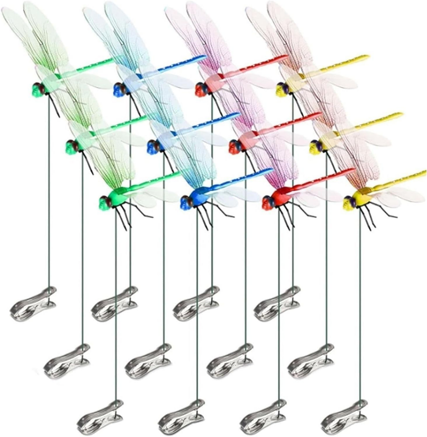 3D Fake Dragonfly Clips – Vibrant Outdoor Decor & Natural Fly Repellent for Garden, Patio, Dragonfly Garden Stakes Decor