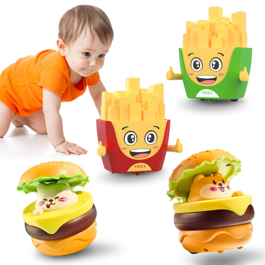 Press & Go Baby Animal Race Cars - Fun, Battery-Free Toddler Toys for 1-3 Year Olds | Safe, Sensory-Enriching Gift for Boys & Girls, 4 Pcs