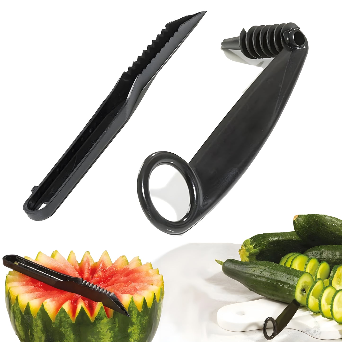 2-in-1 Spiral & V-Cut Vegetable Slicer – Create Stunning Veggie Noodles, Curly Fries & Decorative Cuts in Seconds