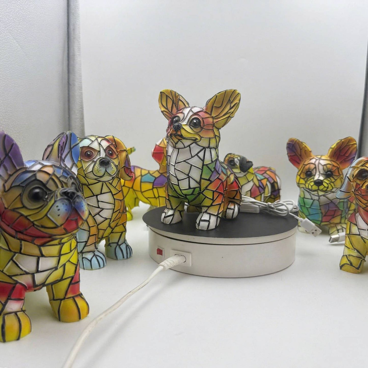 3D Dog Stained Resin Table Lamp - Cute Pet Themed LED Night Light for Home Decor, Unique Gift for Dog Lovers, Birthday & Holiday Present