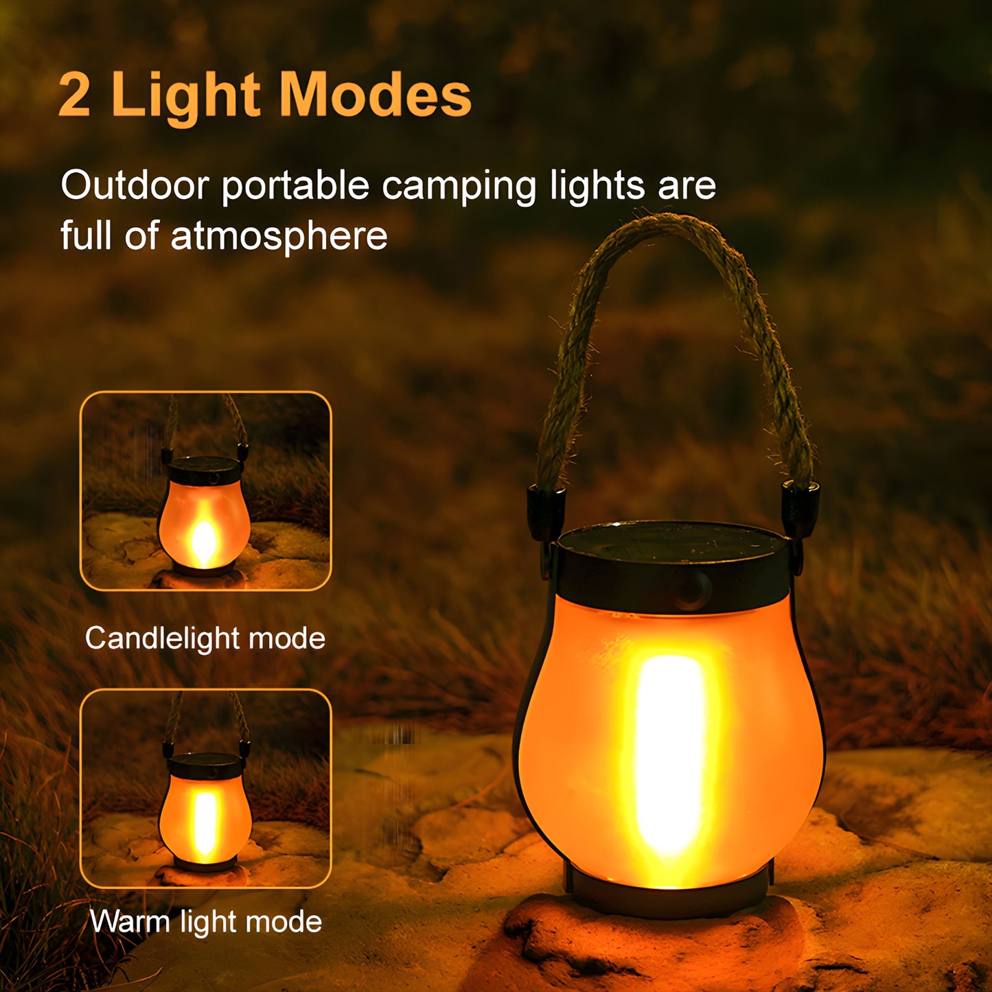 Flickering Flame Solar Lantern Outdoor Lights – Realistic Dancing Flame, Auto Light Sensor, Solar/USB-C Charging, Waterproof