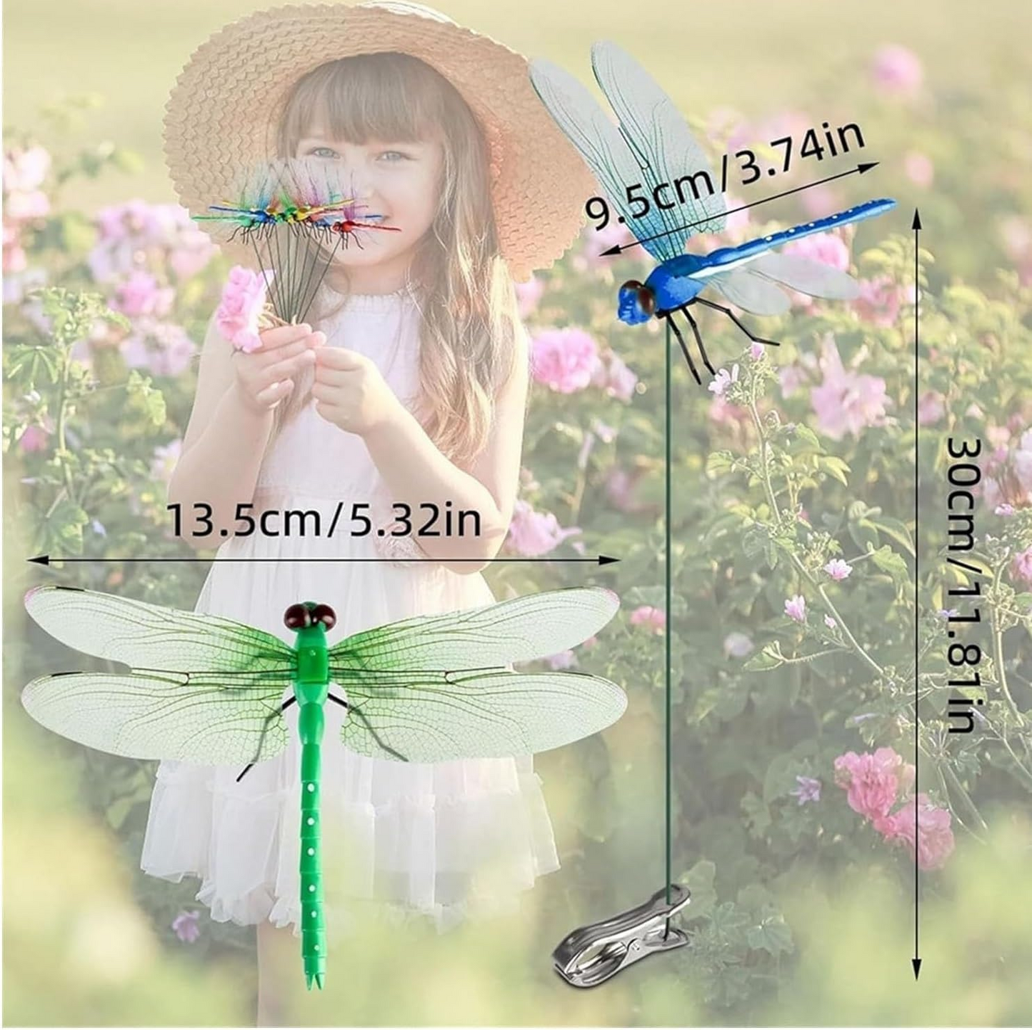 3D Fake Dragonfly Clips – Vibrant Outdoor Decor & Natural Fly Repellent for Garden, Patio, Dragonfly Garden Stakes Decor