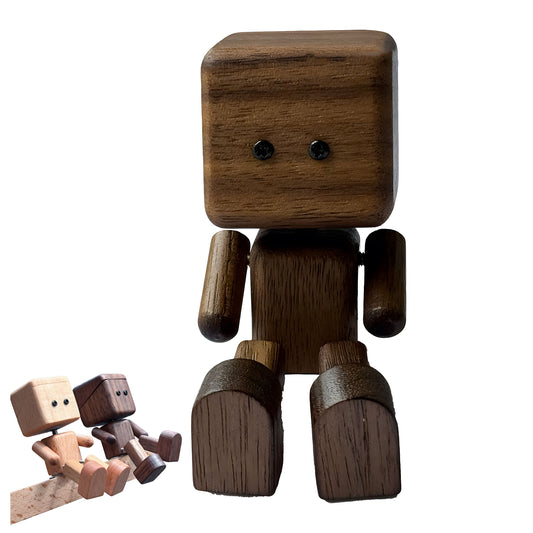 Handmade Shaking Wooden Man Figurine - Quirky Motion-Activated Dashboard & Desk Decor, Fun Wooden Doll for Car & Office, Unique Eco-Friendly Gift