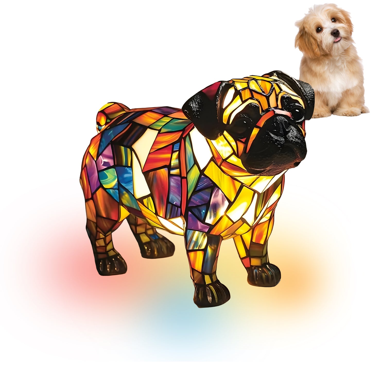 3D Dog Stained Resin Table Lamp - Cute Pet Themed LED Night Light for Home Decor, Unique Gift for Dog Lovers, Birthday & Holiday Present