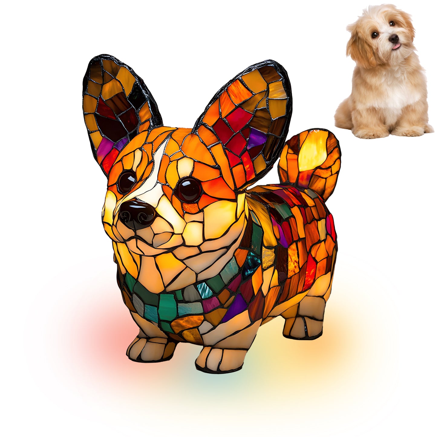 3D Dog Stained Resin Table Lamp - Cute Pet Themed LED Night Light for Home Decor, Unique Gift for Dog Lovers, Birthday & Holiday Present