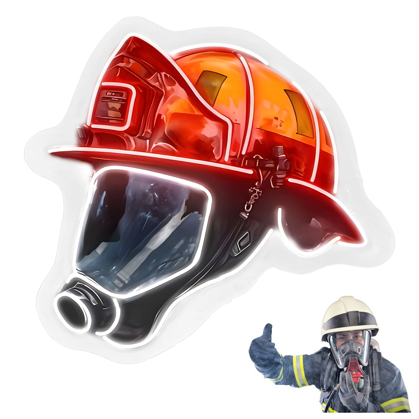 Firefighter Helmet Neon Sign β LED Wall Art for Home & Office, USB-Powered Gift for Firefighters