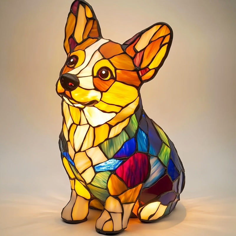3D Dog Stained Resin Table Lamp - Cute Pet Themed LED Night Light for Home Decor, Unique Gift for Dog Lovers, Birthday & Holiday Present