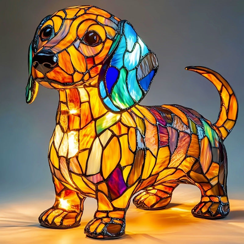 3D Dog Stained Resin Table Lamp - Cute Pet Themed LED Night Light for Home Decor, Unique Gift for Dog Lovers, Birthday & Holiday Present
