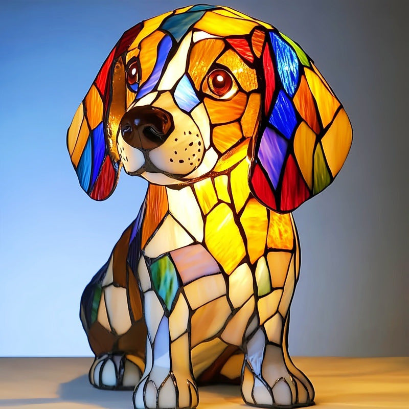 3D Dog Stained Resin Table Lamp - Cute Pet Themed LED Night Light for Home Decor, Unique Gift for Dog Lovers, Birthday & Holiday Present