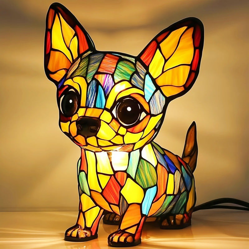 3D Dog Stained Resin Table Lamp - Cute Pet Themed LED Night Light for Home Decor, Unique Gift for Dog Lovers, Birthday & Holiday Present