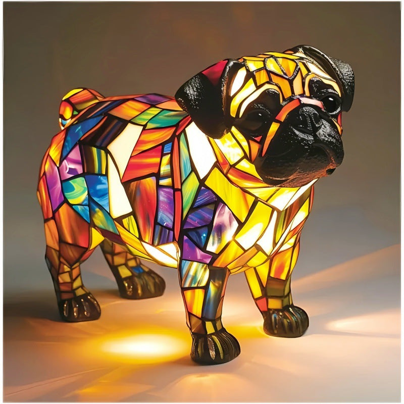 3D Dog Stained Resin Table Lamp - Cute Pet Themed LED Night Light for Home Decor, Unique Gift for Dog Lovers, Birthday & Holiday Present