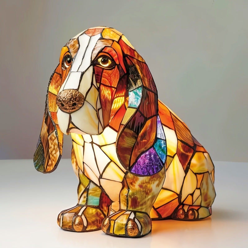3D Dog Stained Resin Table Lamp - Cute Pet Themed LED Night Light for Home Decor, Unique Gift for Dog Lovers, Birthday & Holiday Present