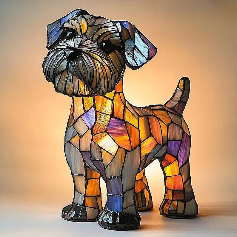 3D Dog Stained Resin Table Lamp - Cute Pet Themed LED Night Light for Home Decor, Unique Gift for Dog Lovers, Birthday & Holiday Present