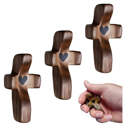 Spiritual Comfort Cross - Handcrafted Solid Black Walnut Pocket Cross for Prayer & Anxiety Relief