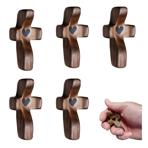 Spiritual Comfort Cross - Handcrafted Solid Black Walnut Pocket Cross for Prayer & Anxiety Relief