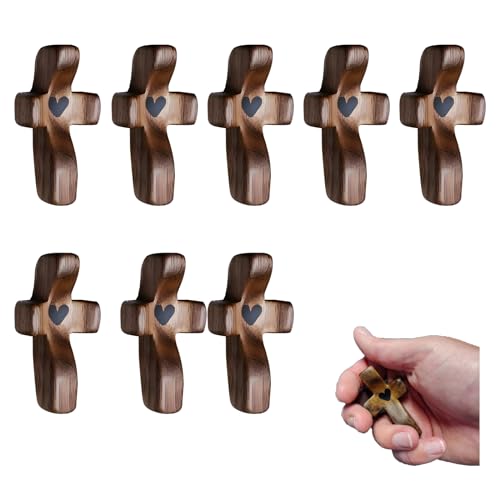 Spiritual Comfort Cross - Handcrafted Solid Black Walnut Pocket Cross for Prayer & Anxiety Relief