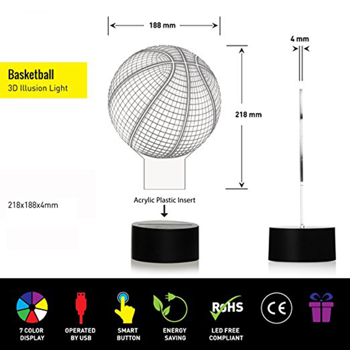 Basketball 3D Illusion Lamp Led Night Light