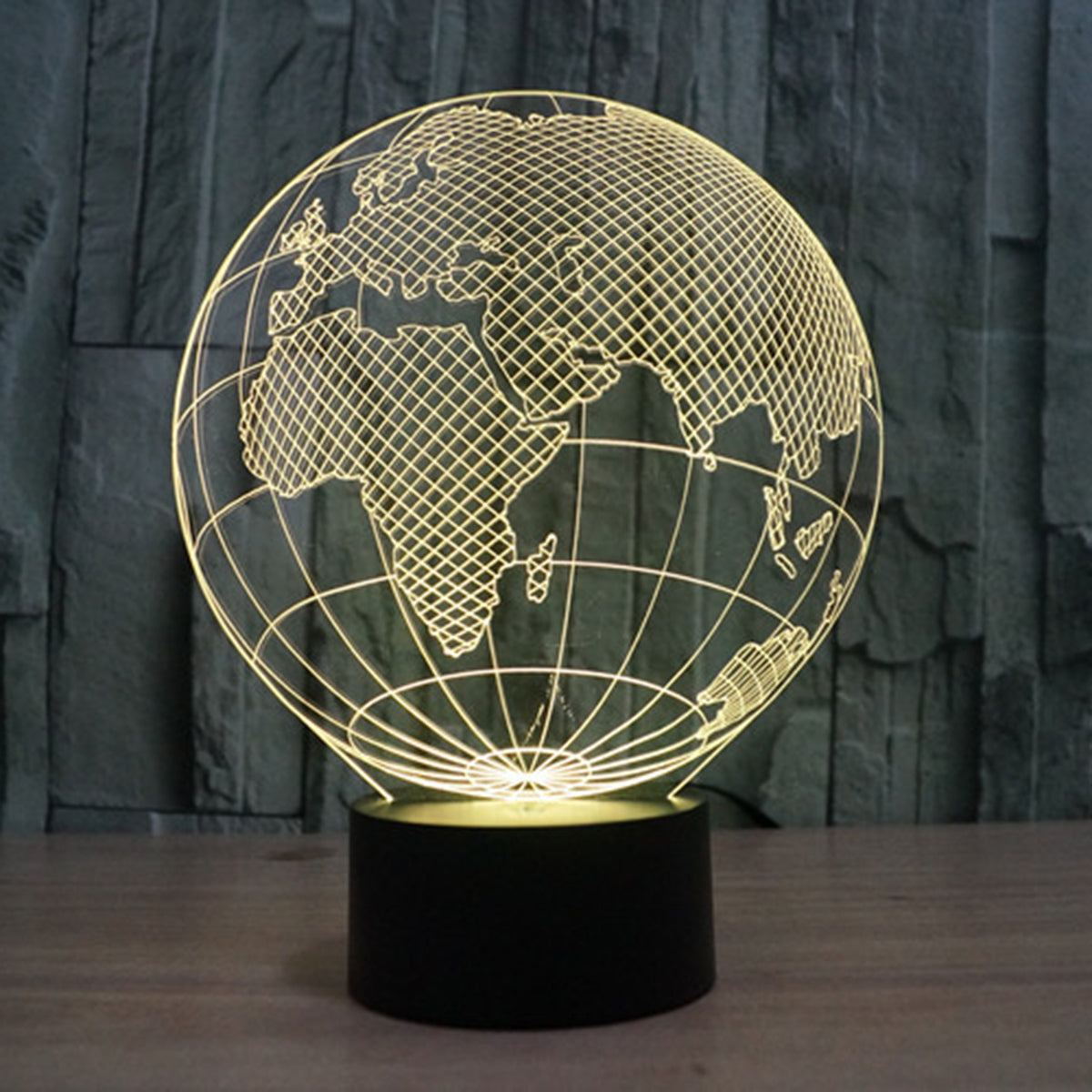 Europe Globe 3D Illusion Lamp Led Night Light with 7 Colors Flashing