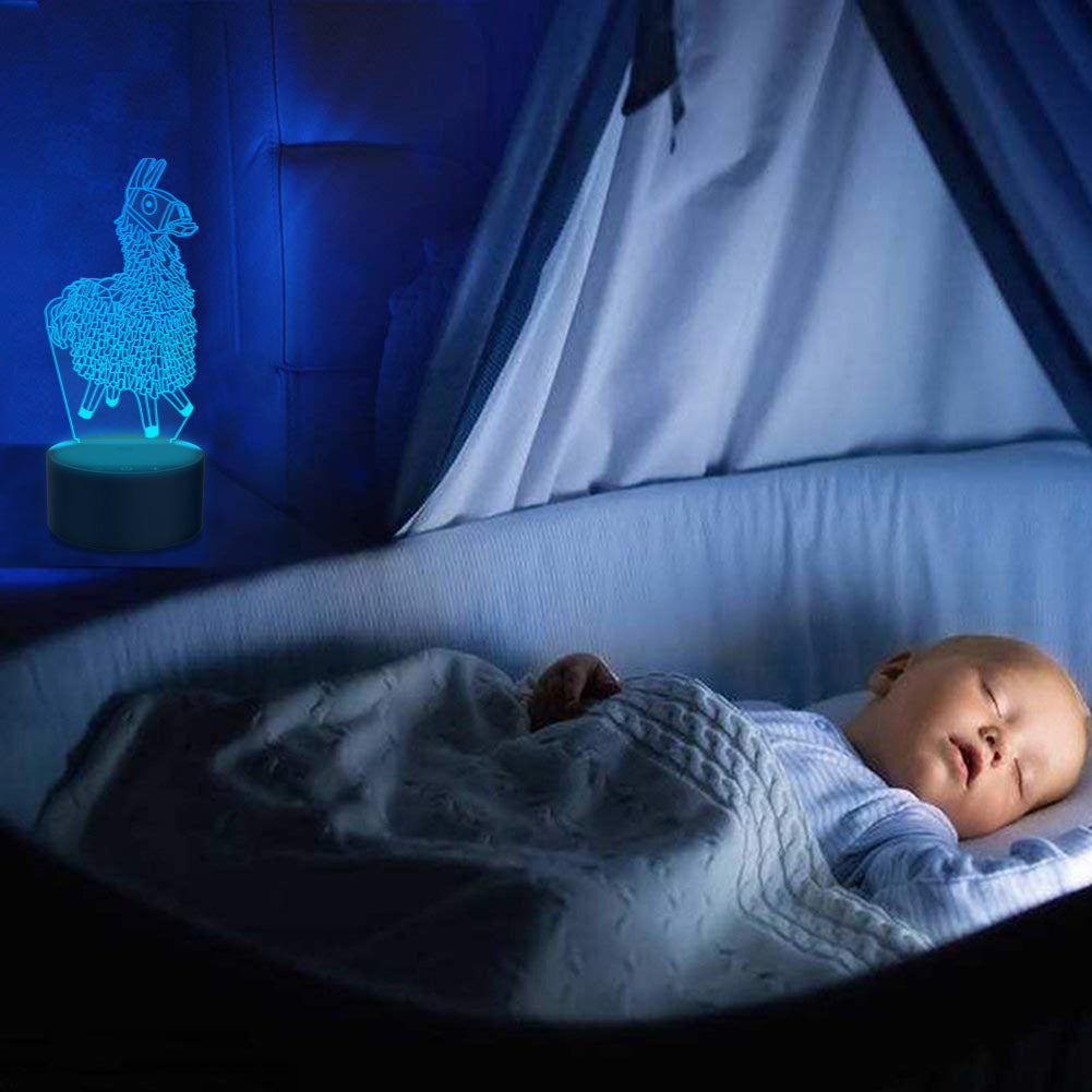 3D Illusion Lamp Alpaca LED Night Light with Bluetooth Speaker