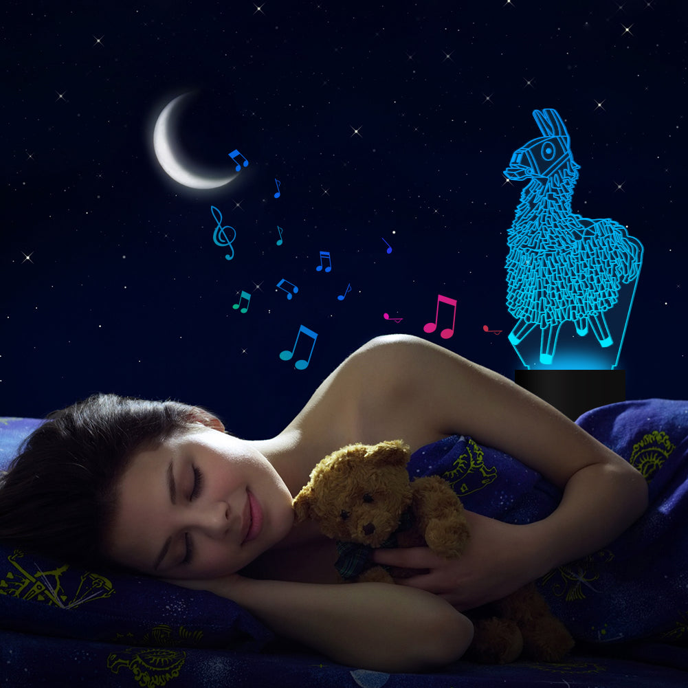 3D Illusion Lamp Alpaca LED Night Light with Bluetooth Speaker