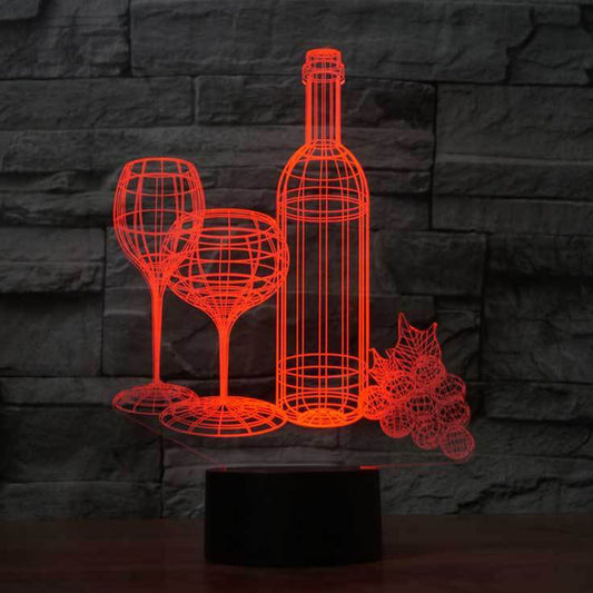 Wine Cup Bottle 3D Table Lamp Led 7 Colorful Acrylic Night Light