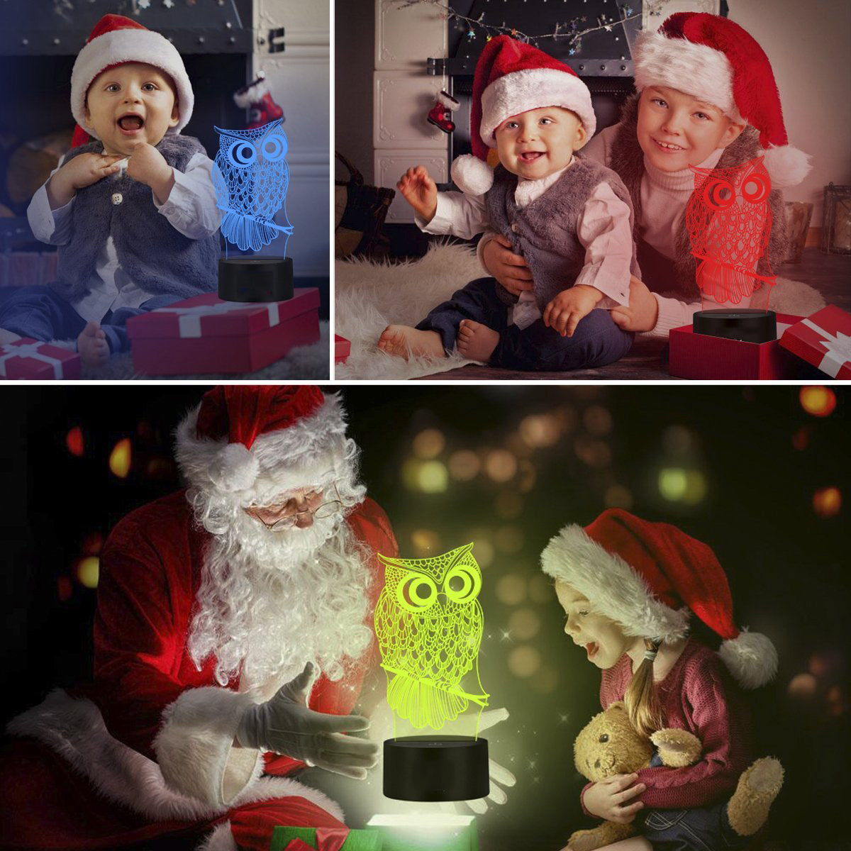 3D Illusion Lamp Owl Led Night Light