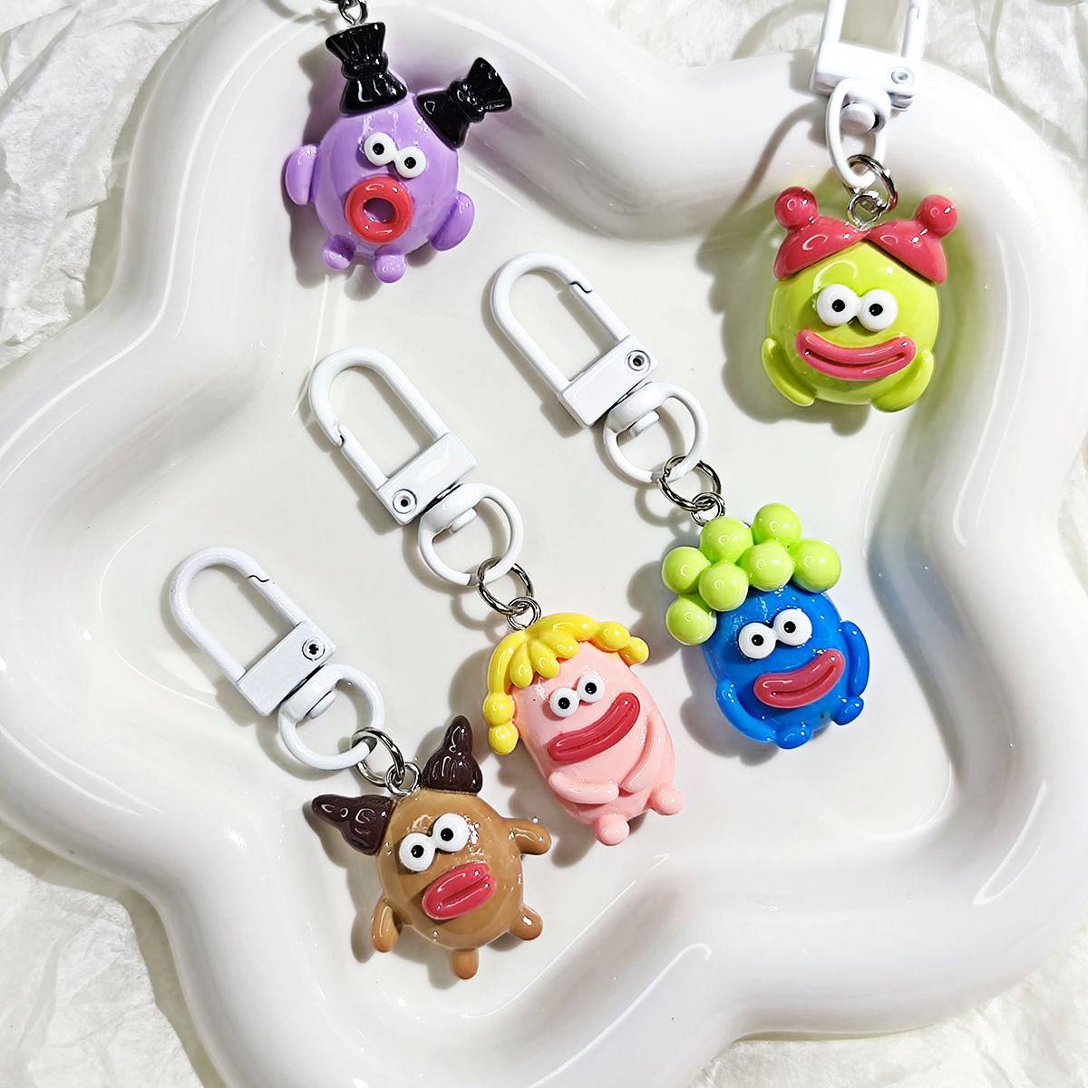 5 Pcs Various Cute And Quirky Keychain Charms, Cute Sausage Mouth Keychain, Backpack Rebellion!  Sausage Mouth Monster Plush Pendant