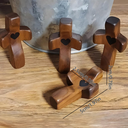 Spiritual Comfort Cross - Handcrafted Solid Black Walnut Pocket Cross for Prayer & Anxiety Relief