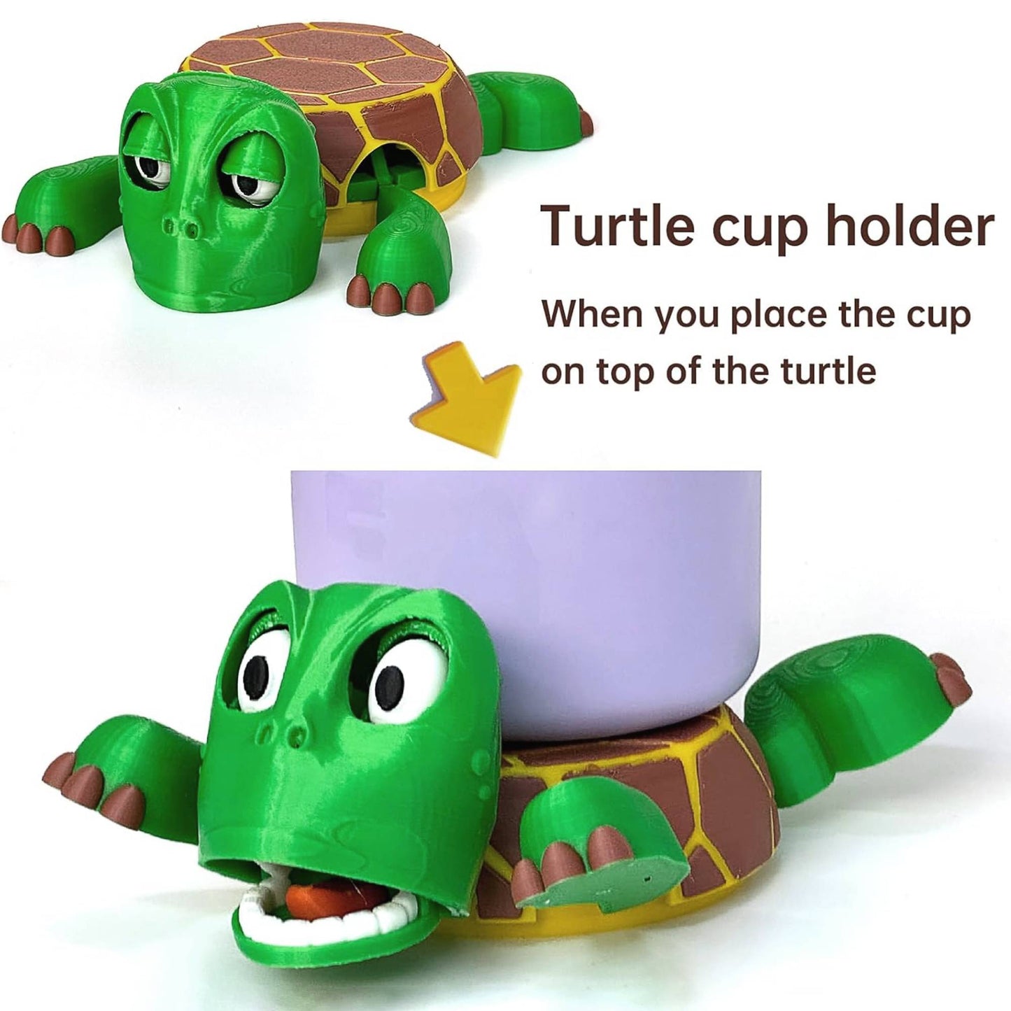 3D Printed Turtle Coaster - Fun, Interactive Cup Holder with Eco-Friendly Design | Ideal Gift for Humor & Nature Lovers