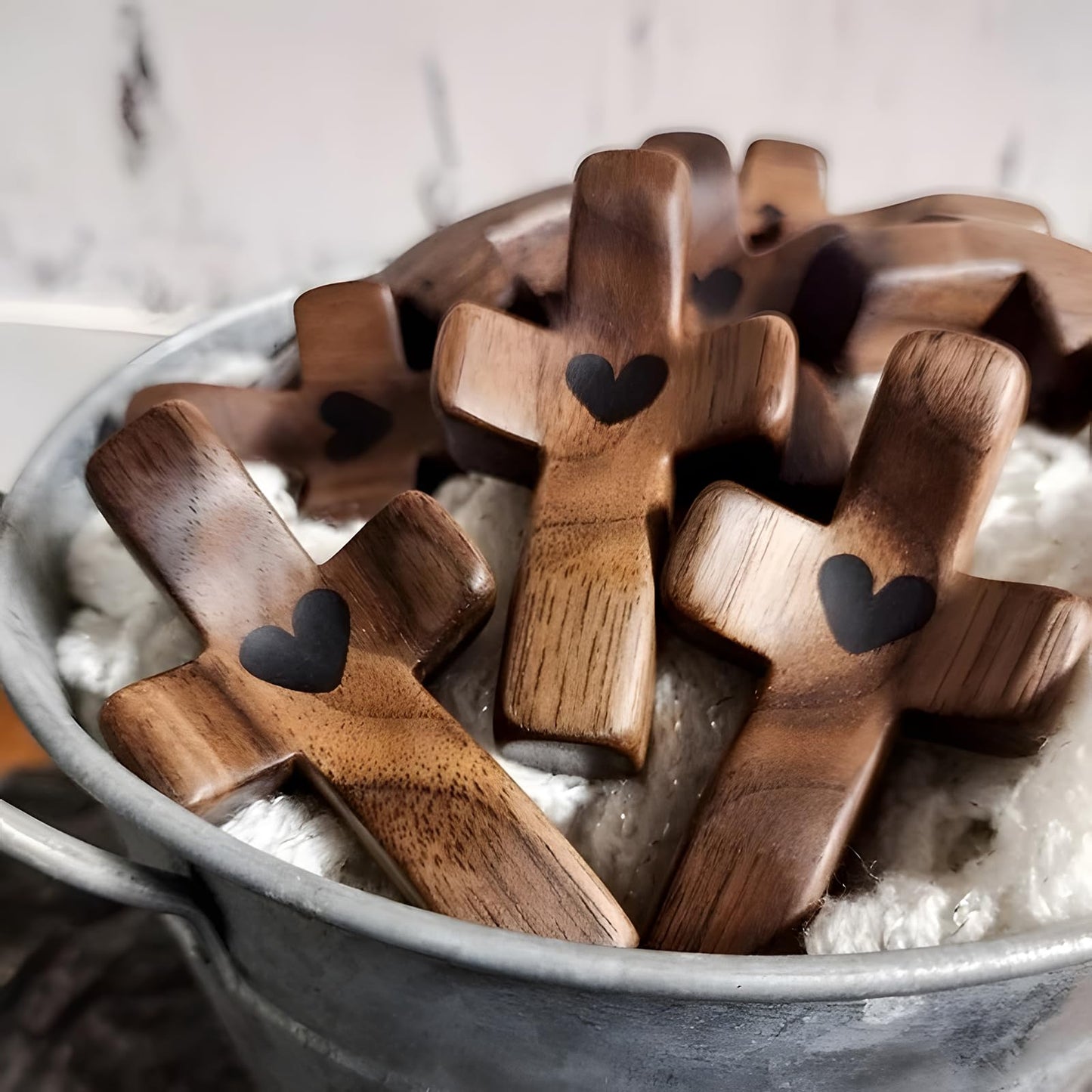 Spiritual Comfort Cross - Handcrafted Solid Black Walnut Pocket Cross for Prayer & Anxiety Relief