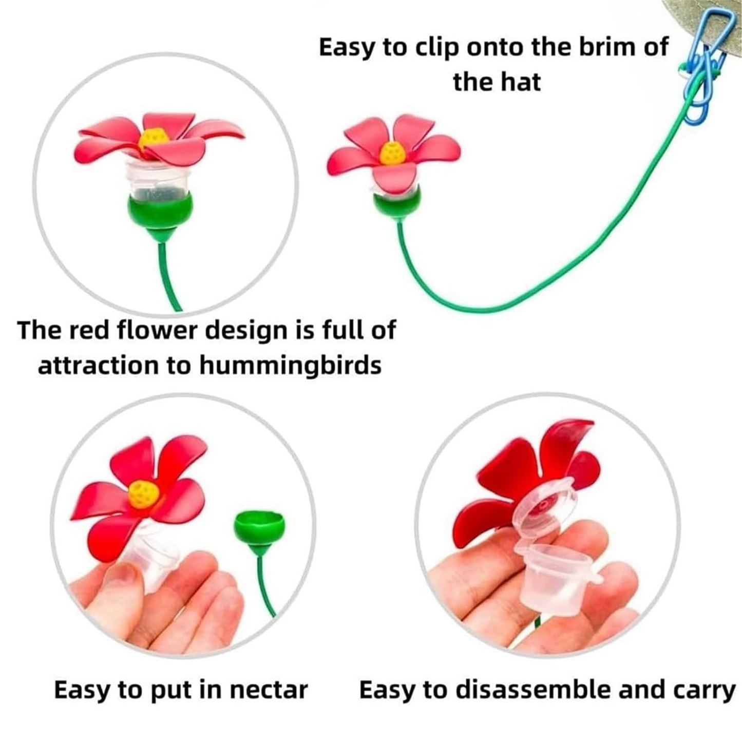 Hummy Wand Hat Clip Hummingbird Feeder –Unique Mini Hat Clip Hummingbird Feeder for Outdoors, Intimate Contact with Hummingbirds, Perfect Gift for Bird Lovers