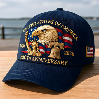 Eagle & Liberty United States 250th Anniversary Hat, Celebrate 250 Years of American Pride - Adjustable Patriotic Baseball Cap for Men & Women