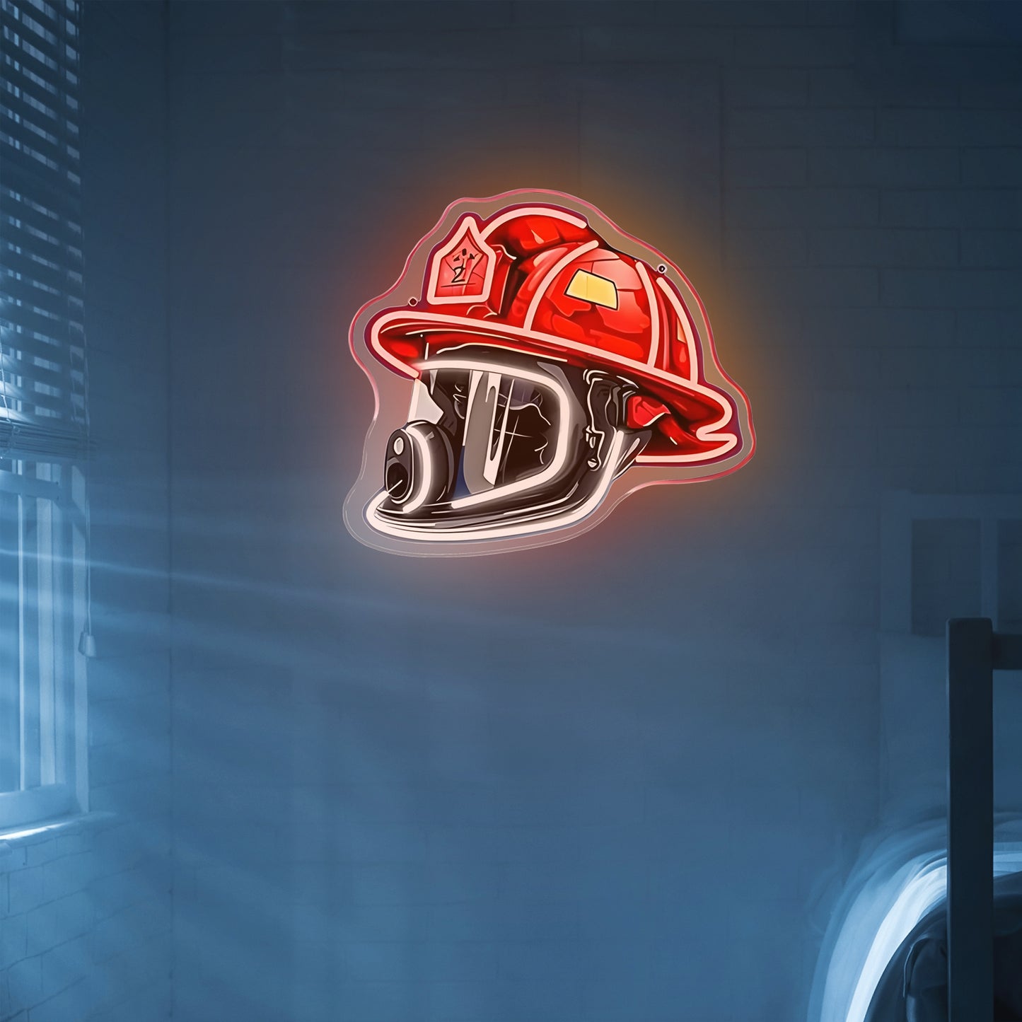 Firefighter Helmet Neon Sign – LED Wall Art for Home & Office, USB-Powered Gift for Firefighters