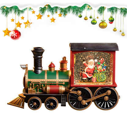 Magical Santa's Musical Water Lantern Train with Swirling Glitter – USB & Battery Operated Christmas Lighted Decor