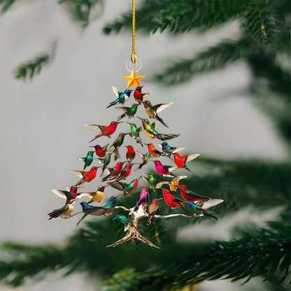 Vibrant Hummingbird Christmas Ornament – Handcrafted Stacked Bird Decor for Tree, Home, or Garden | Perfect Gift for Nature Lovers & Bird Enthusiasts