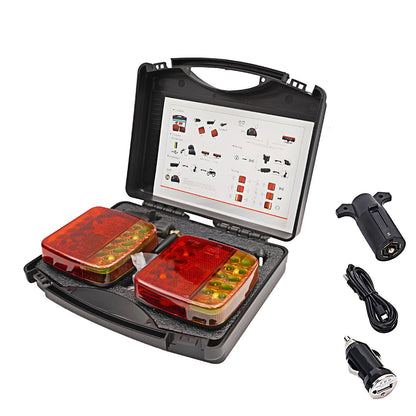 Wireless Magnetic Trailer Lights - Brake/Turn/Stop Signals, IP65 Waterproof, 12V Rechargeable for Trucks/RVs/Boats