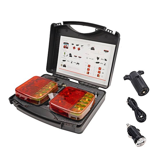 Wireless Magnetic Trailer Lights - Brake/Turn/Stop Signals, IP65 Waterproof, 12V Rechargeable for Trucks/RVs/Boats