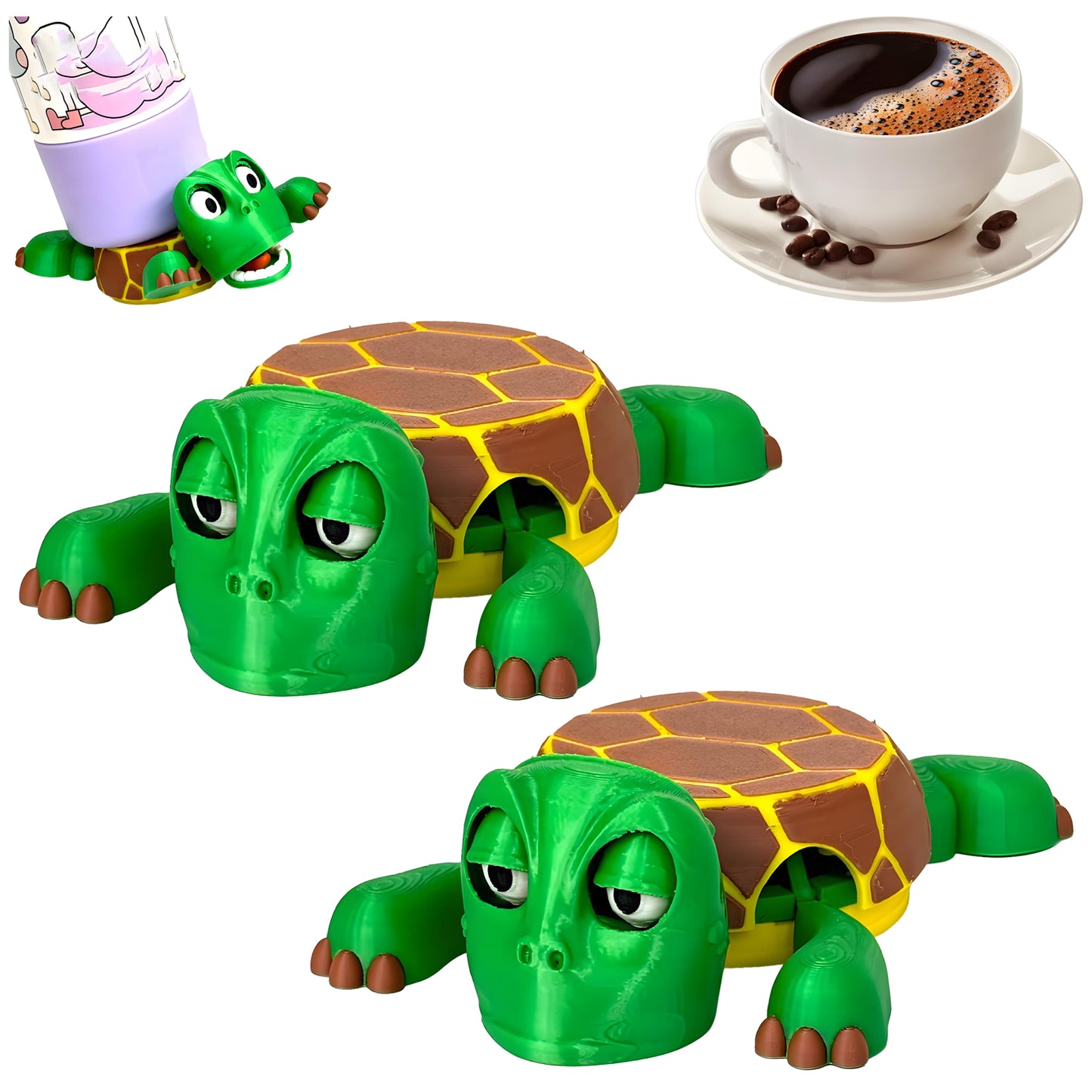 3D Printed Turtle Coaster - Fun, Interactive Cup Holder with Eco-Friendly Design | Ideal Gift for Humor & Nature Lovers