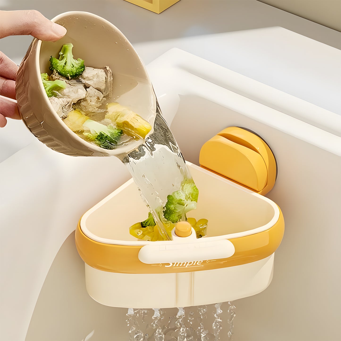 Kitchen Corner Sink Strainer – Fine Mesh Food Catcher with Touchless Waste Disposal | No-Clog, Space-Saving & Easy-to-Clean Sink Organizer for a Hygienic Kitchen