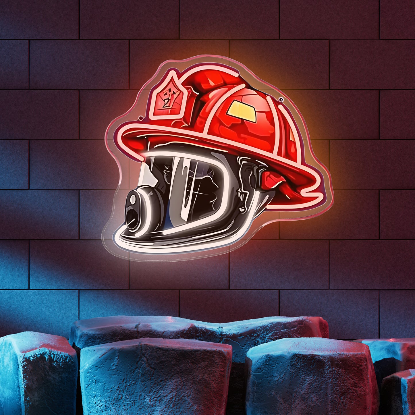 Firefighter Helmet Neon Sign – LED Wall Art for Home & Office, USB-Powered Gift for Firefighters