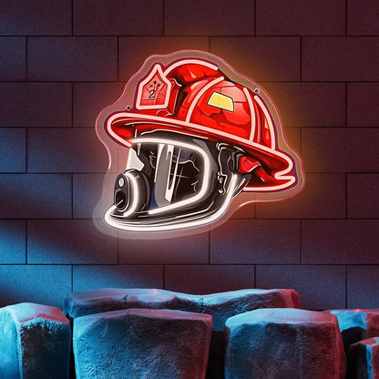 Firefighter Helmet Neon Sign – LED Wall Art for Home & Office, USB-Powered Gift for Firefighters