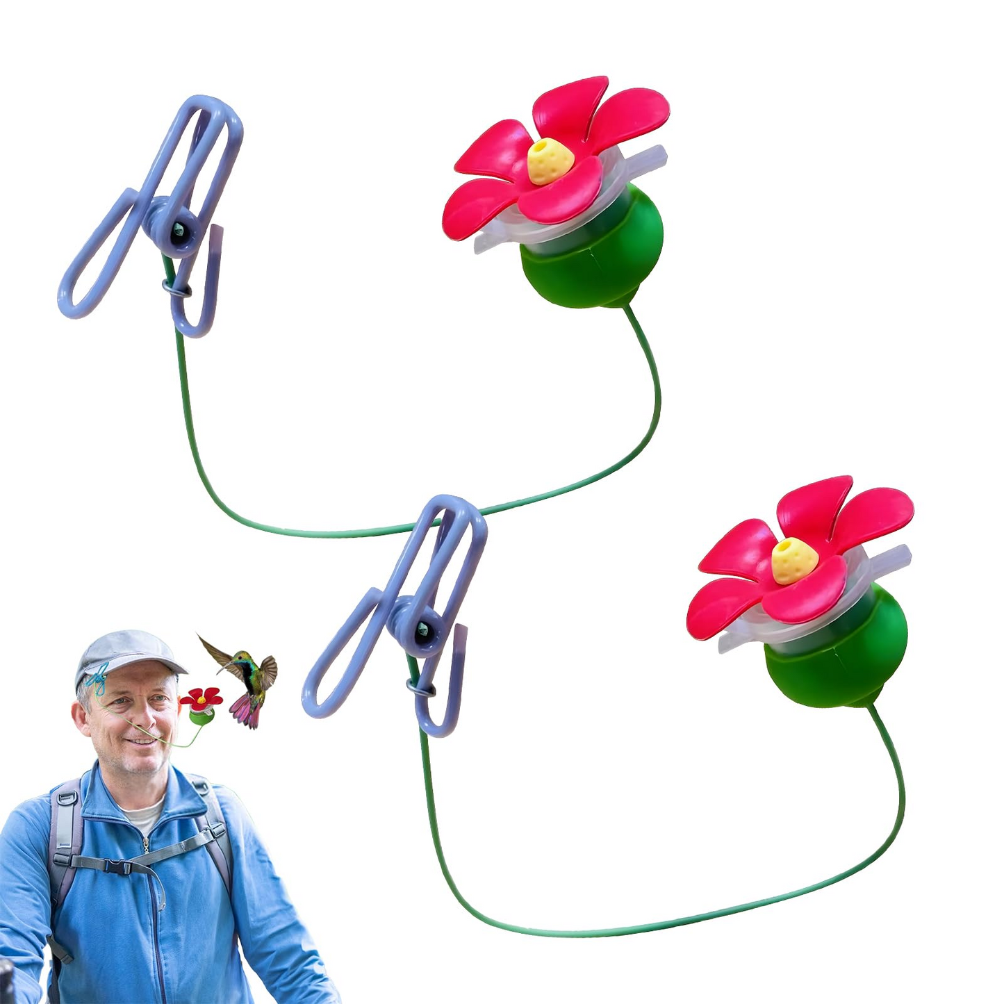 Hummy Wand Hat Clip Hummingbird Feeder –Unique Mini Hat Clip Hummingbird Feeder for Outdoors, Intimate Contact with Hummingbirds, Perfect Gift for Bird Lovers