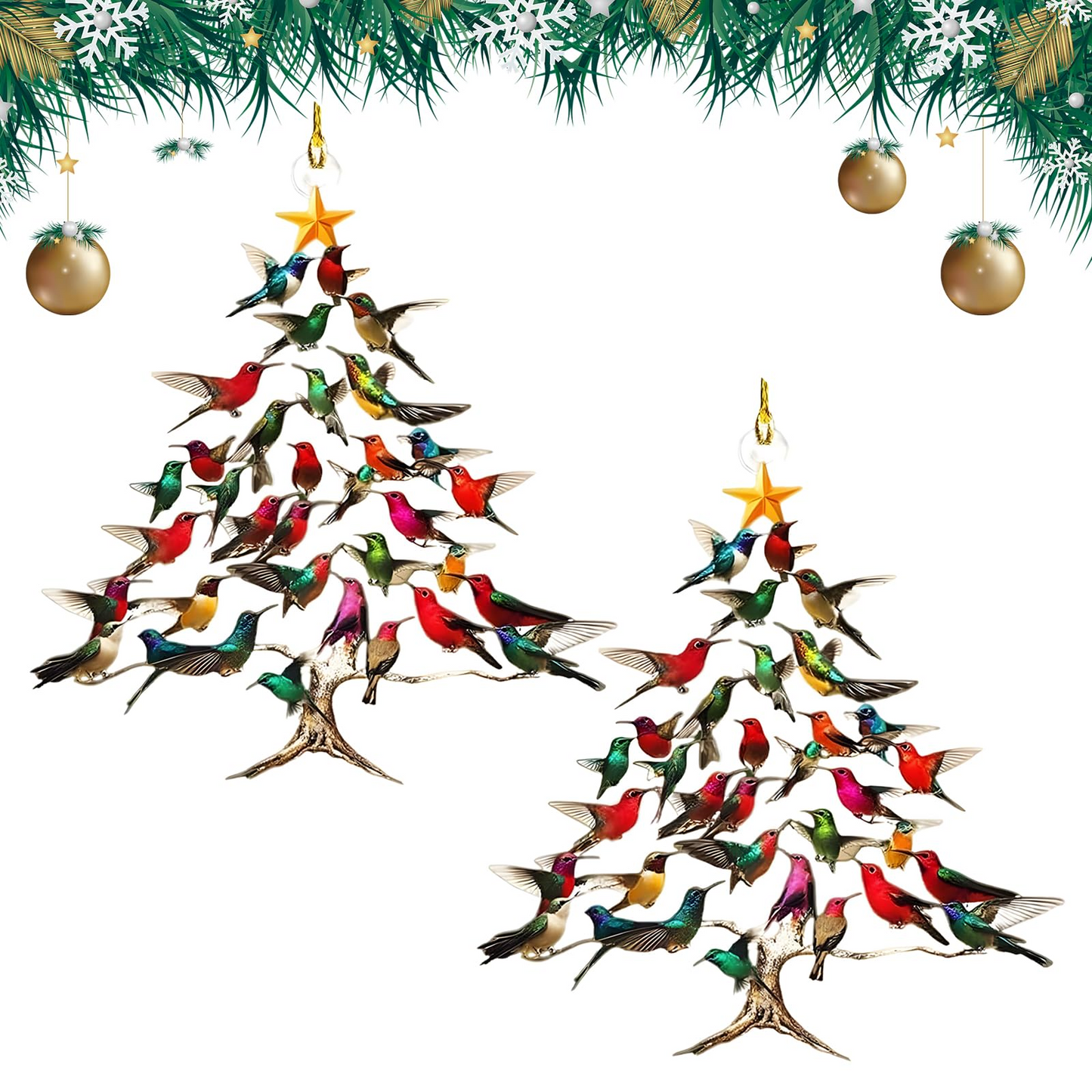 Vibrant Hummingbird Christmas Ornament – Handcrafted Stacked Bird Decor for Tree, Home, or Garden | Perfect Gift for Nature Lovers & Bird Enthusiasts