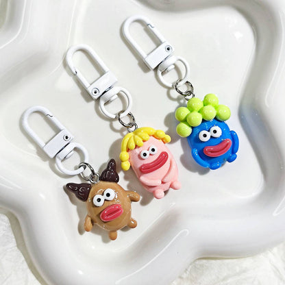 5 Pcs Various Cute And Quirky Keychain Charms, Cute Sausage Mouth Keychain, Backpack Rebellion!  Sausage Mouth Monster Plush Pendant