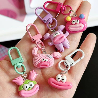5 Pcs Various Cute And Quirky Keychain Charms, Cute Sausage Mouth Keychain, Backpack Rebellion!  Sausage Mouth Monster Plush Pendant