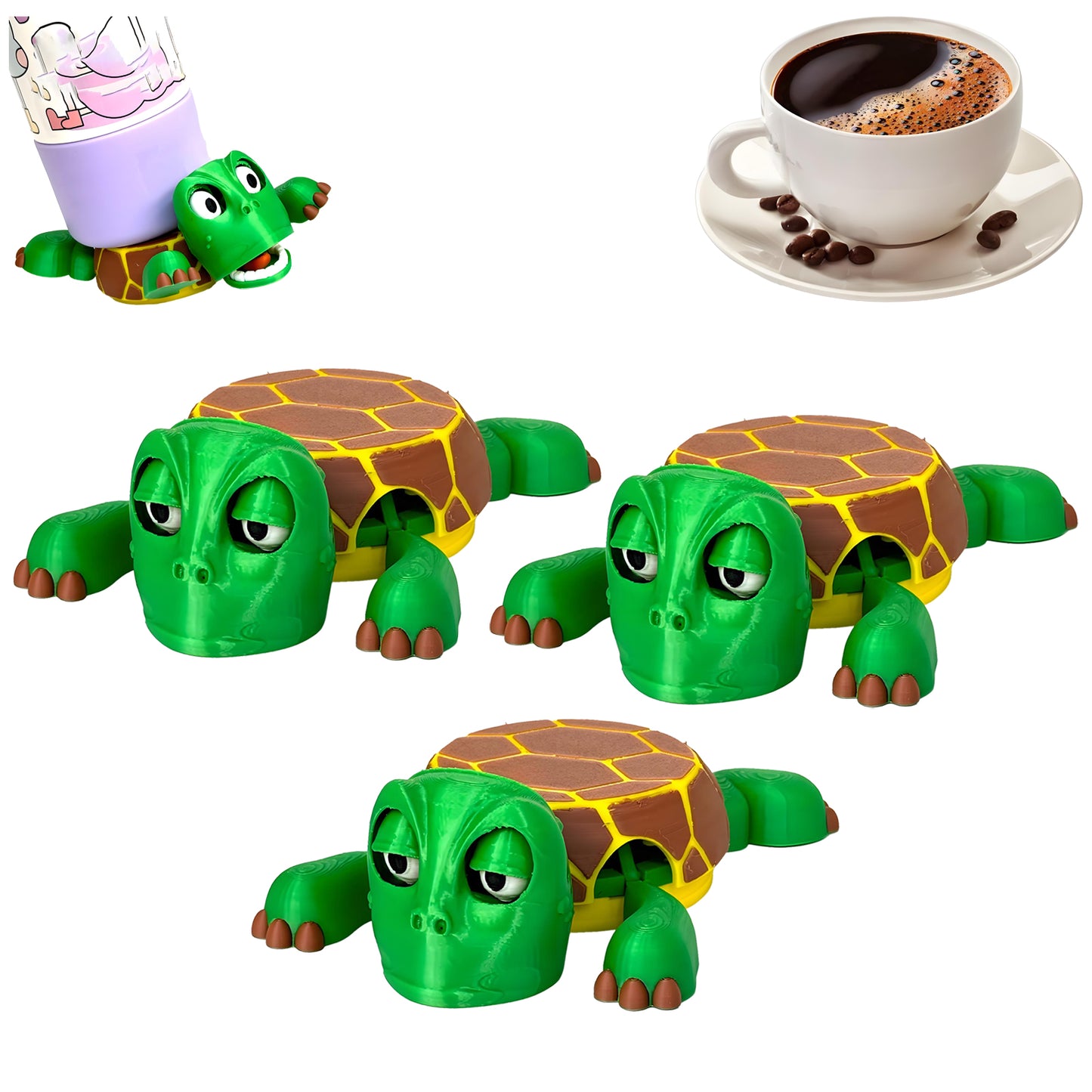 3D Printed Turtle Coaster - Fun, Interactive Cup Holder with Eco-Friendly Design | Ideal Gift for Humor & Nature Lovers