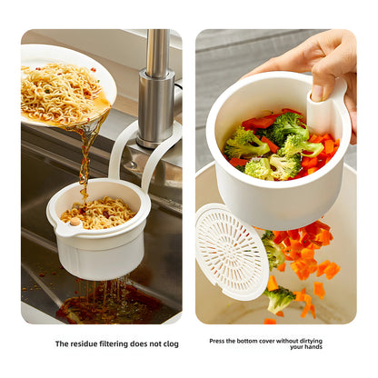 Automatic Push-Down Sink Strainer Basket – One-Touch Drain, No-Tool Faucet Hanging Organizer for Sponges, Veggies & Dishware | Rust-Proof, Space-Saving Kitchen Must-Have