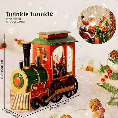 Magical Santa's Musical Water Lantern Train with Swirling Glitter – USB & Battery Operated Christmas Lighted Decor